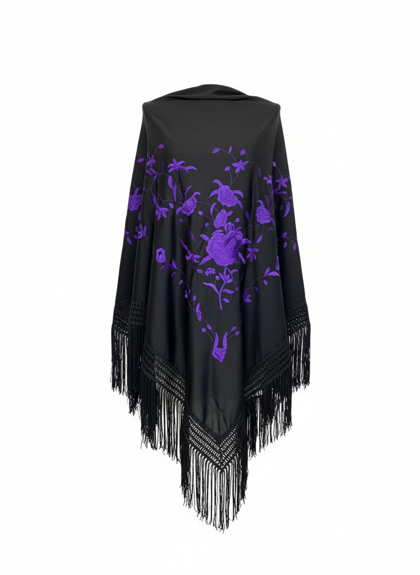 MANTÓN Negro Con Morado MT150-14