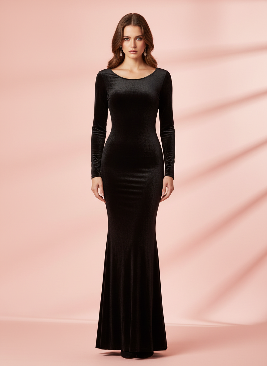 VESTIDO LARGO NEGRO 4358