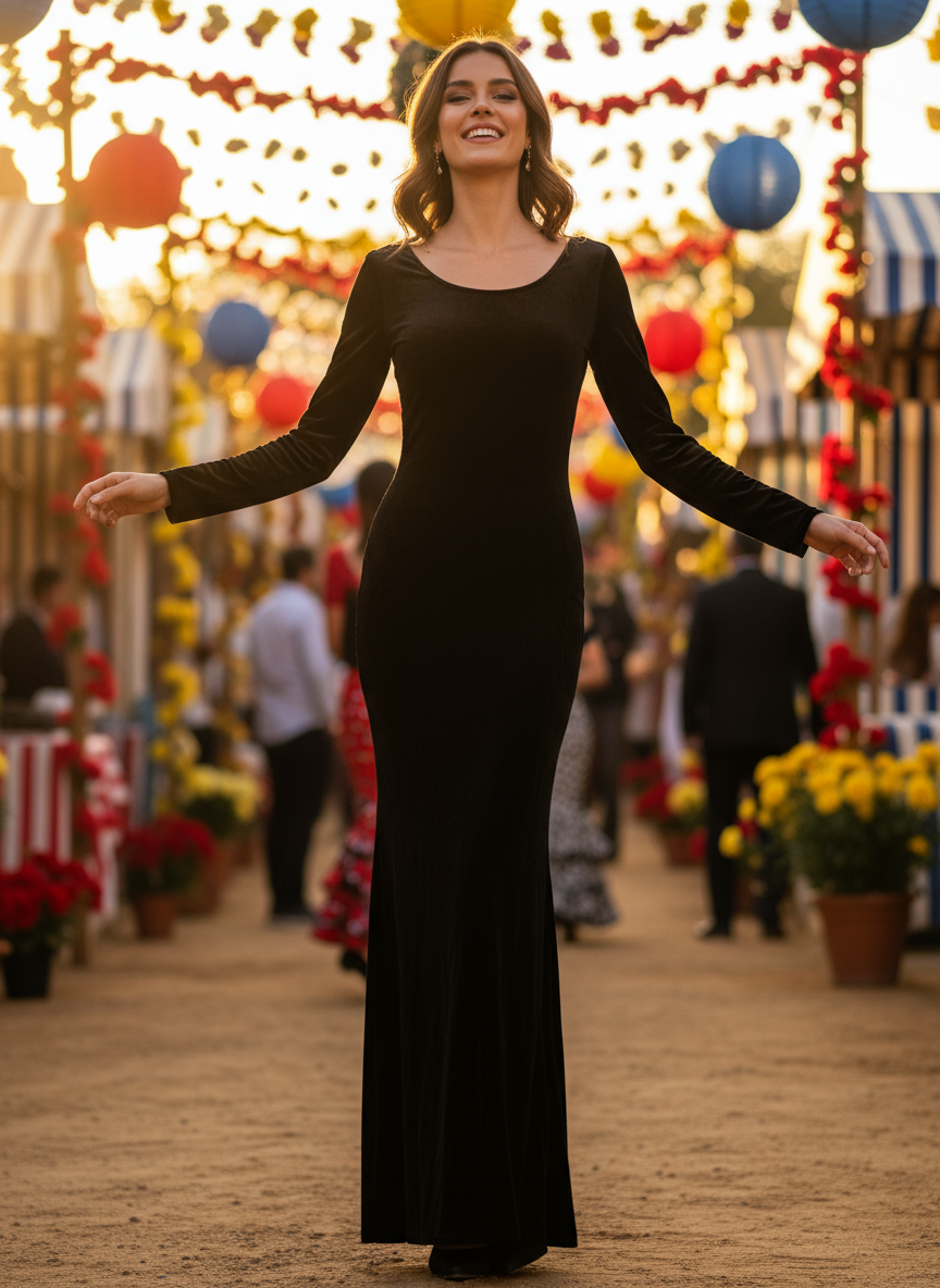 LONG BLACK DRESS 4358