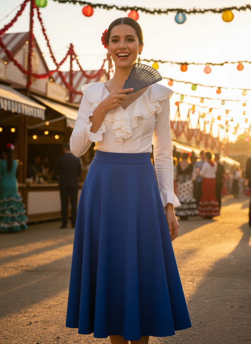 FALDA MIDI AZUL 3848