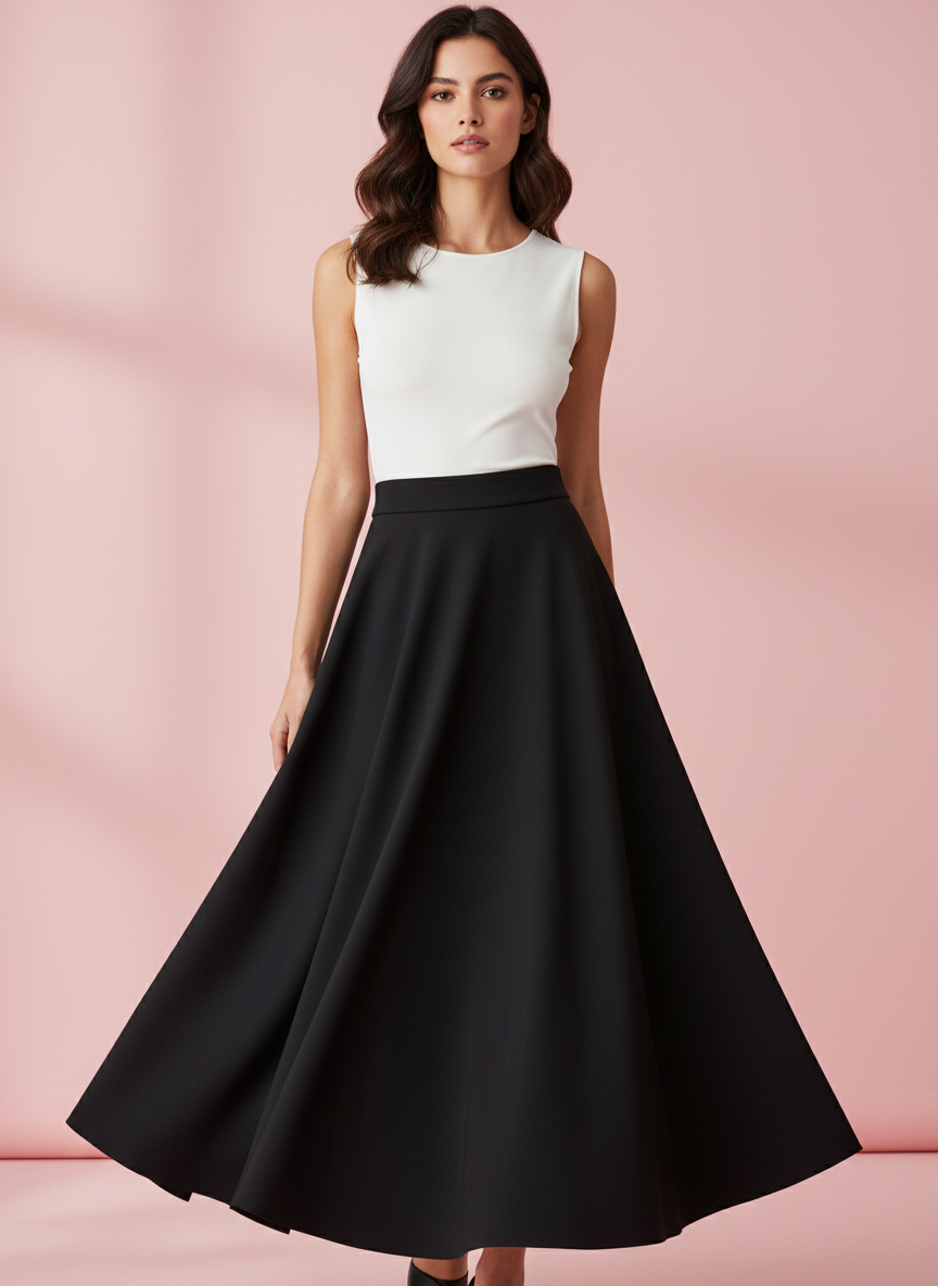 FALDA MIDI NEGRO 3848