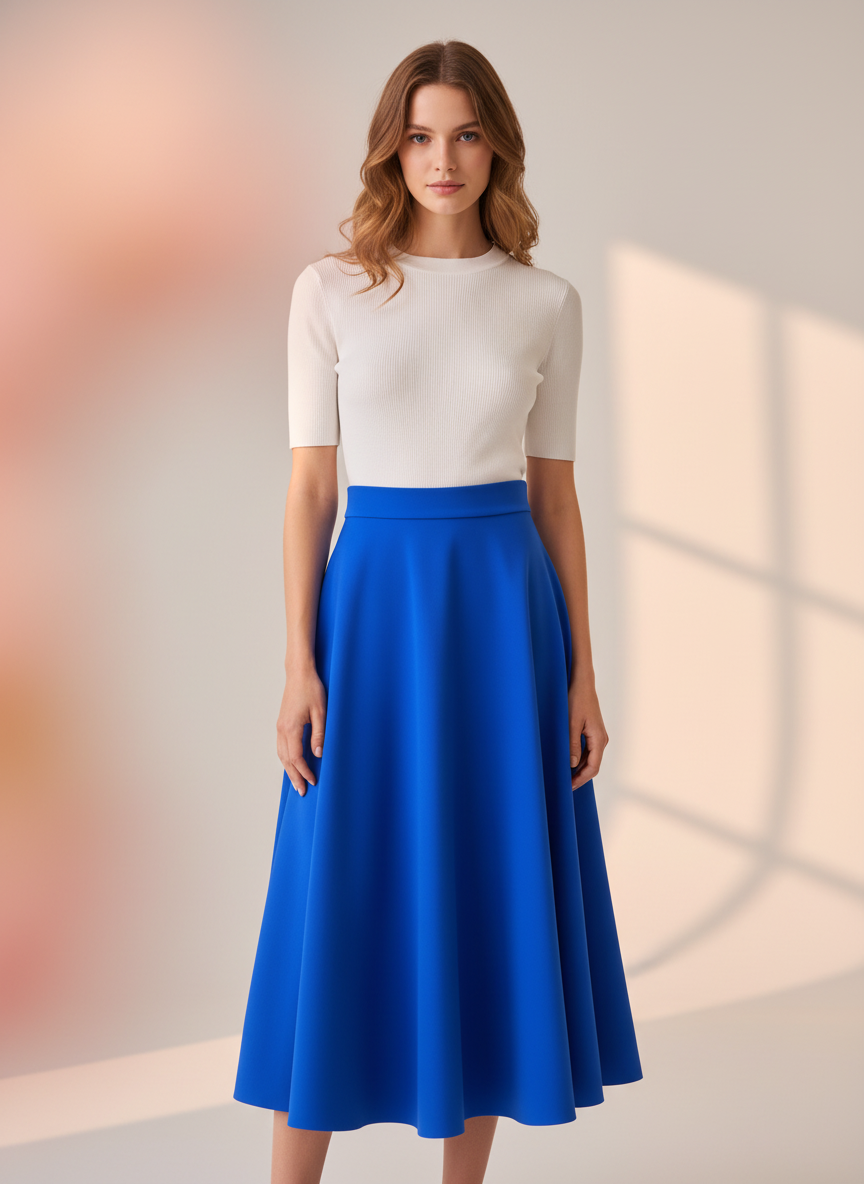 FALDA MIDI AZUL 3848