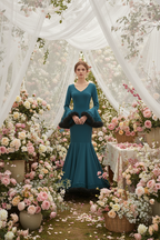 Flamenco Dress EW2 | Petrol Blue Tulle Flamenco Dress | Mialma Sevilla