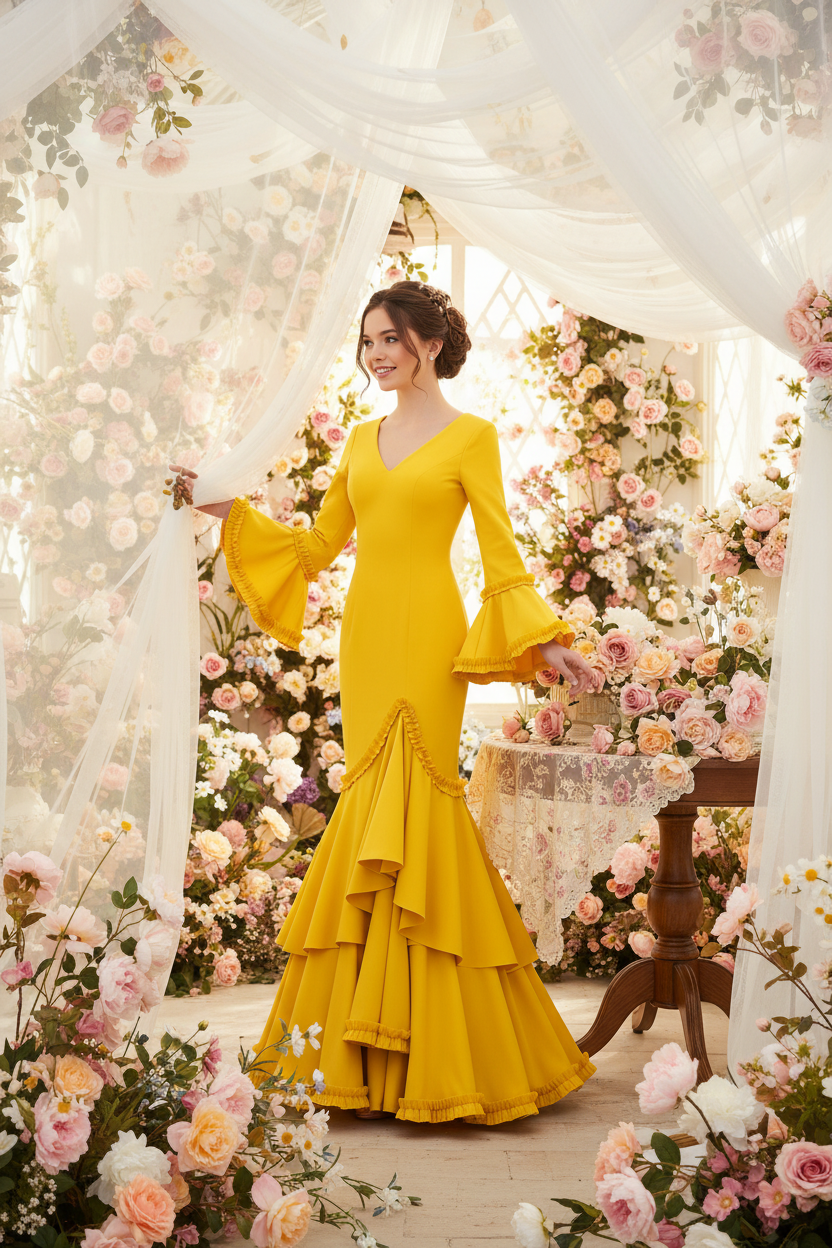 Yellow Flamenco Dress - Premium Lycra | Ref. EM229