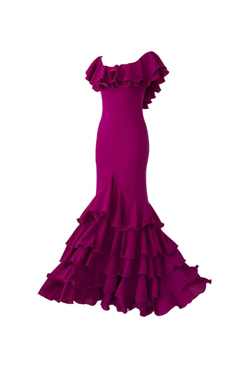 Traje de Flamenca EW5 | Vestido Flamenco con Gran Volante y 5 Volantes en Falda