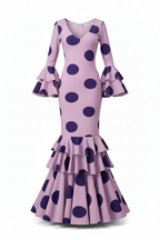Traje Flamenca Sevillana Premium Licra | Falda Sirena Doble Volante | Mangas Acampanadas Dobles | Made in Italy | Vestido de Flamenca para Fiestas | 21045 - 21045  - LILA MALVA
