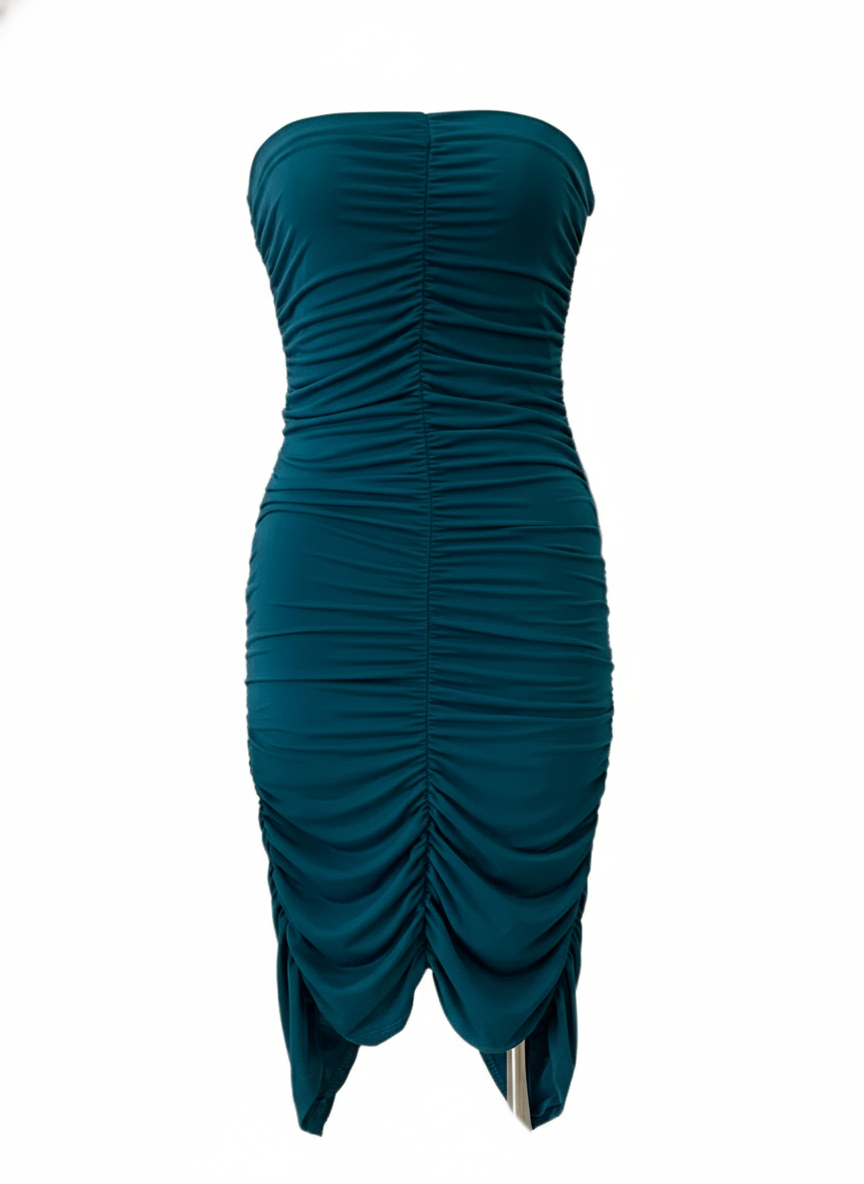 PETROL BLUE SHORT DRESS 25554