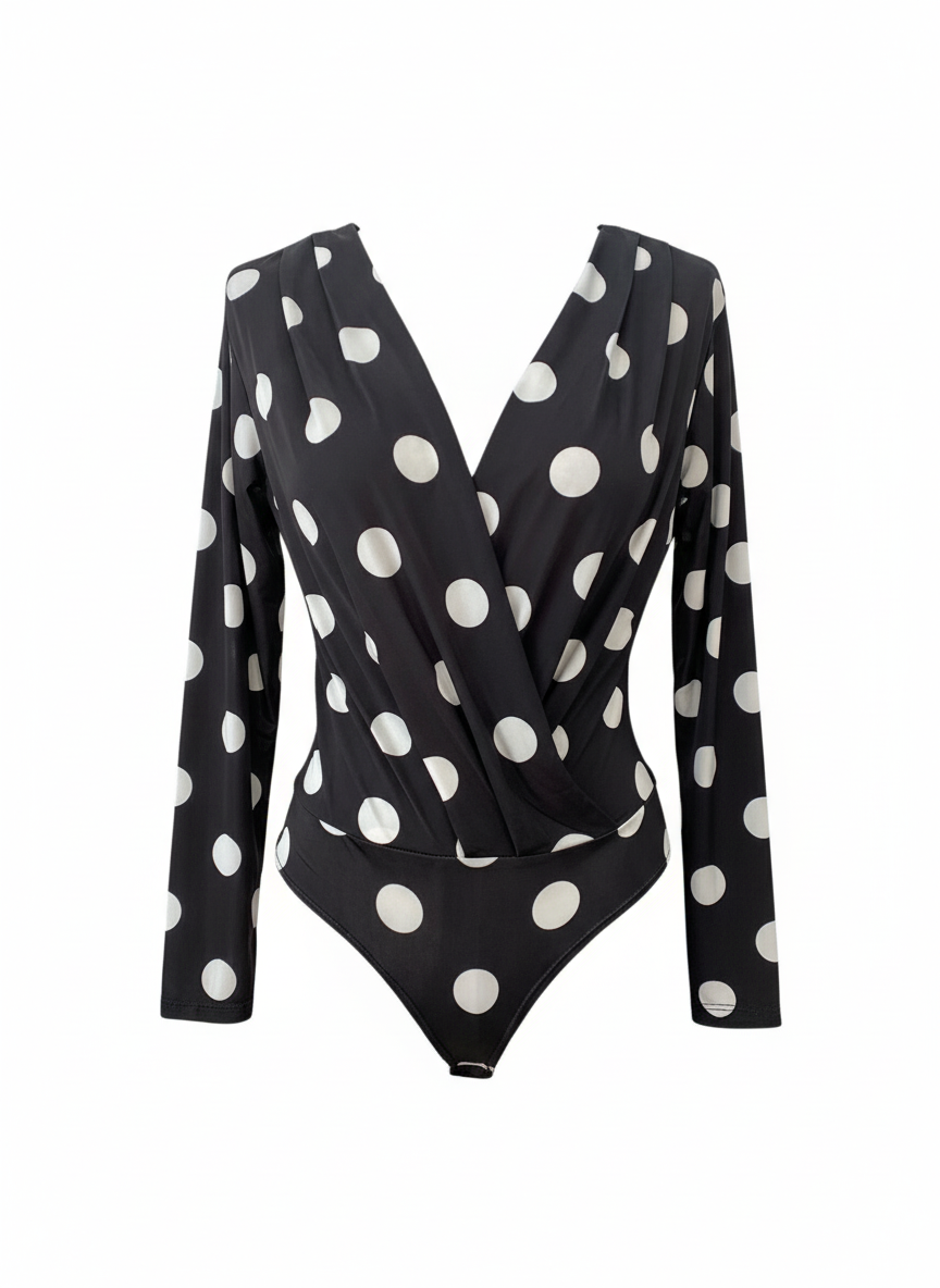 CROSSOVER BODYSUIT - BLACK - 5198E