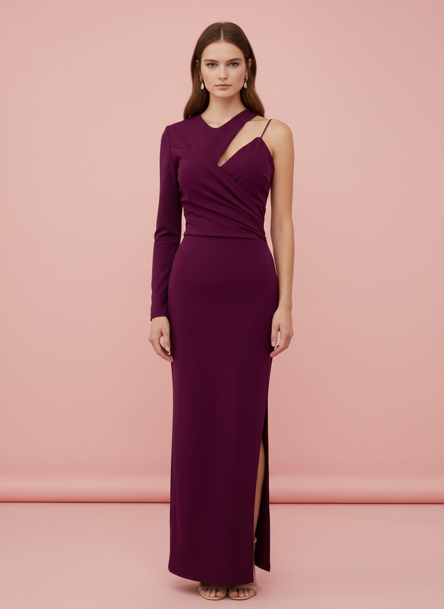 VESTIDO LARGO BERENJENA 23022