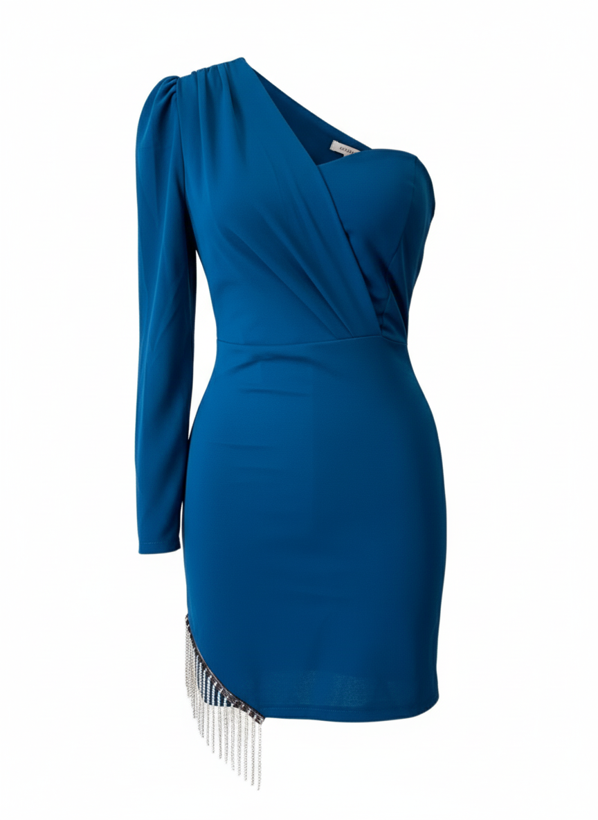 VESTIDO CORTO AZUL PETRÓLEO 25172