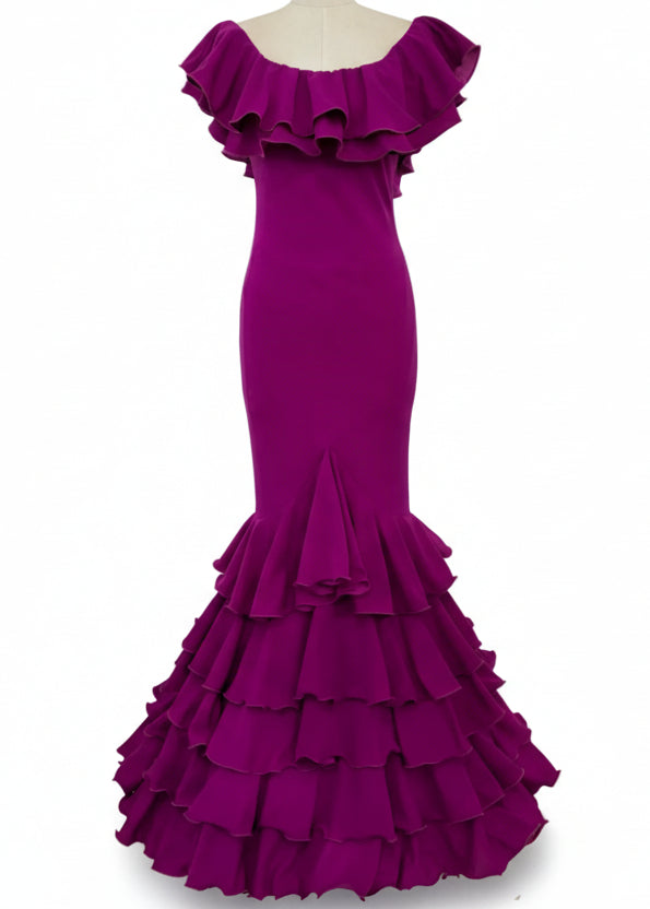 Traje de Flamenca EW5 | Vestido Flamenco con Gran Volante y 5 Volantes en Falda