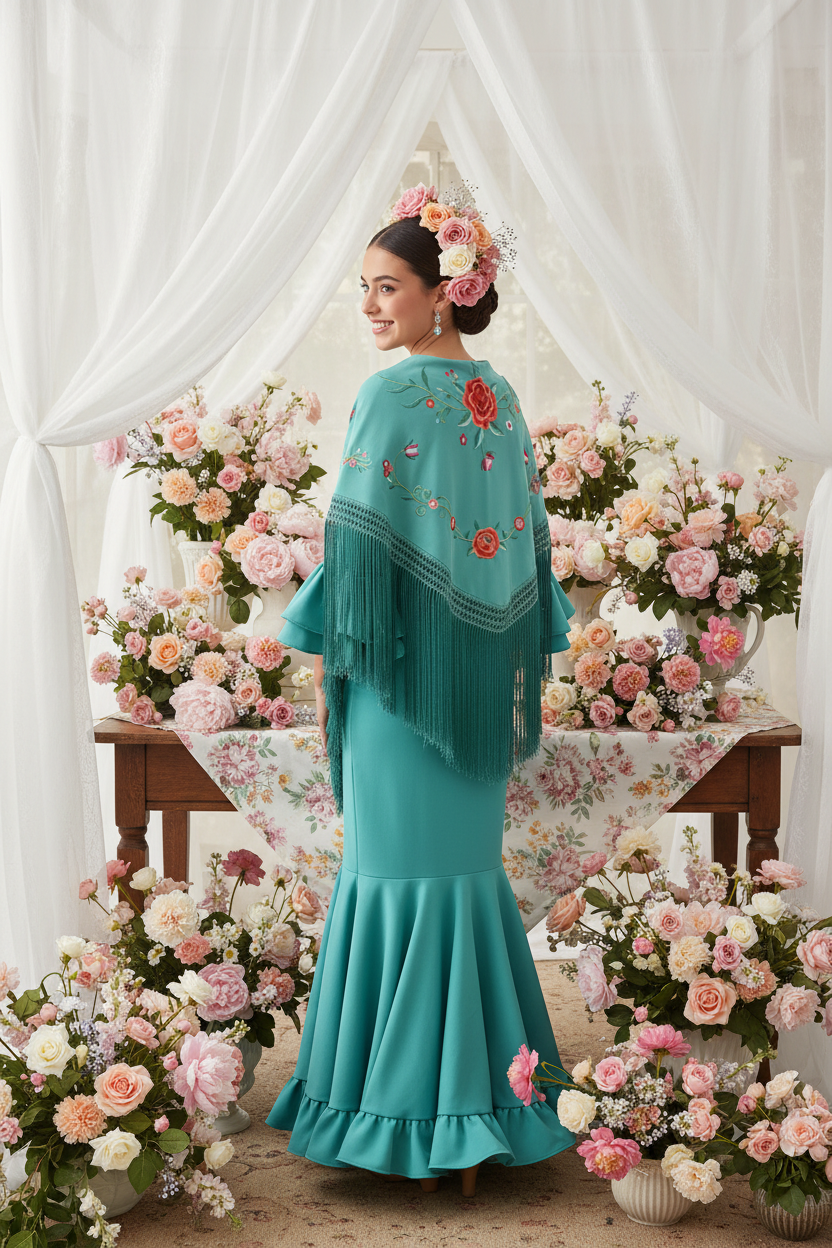 Mint Green Triangular Shawl with Color 150cm | Ref. MT14