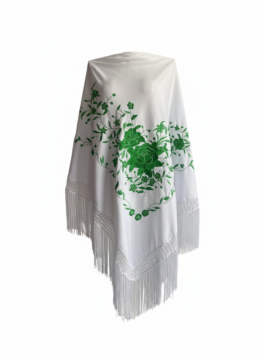 MANTÓN Blanco Con Verde MT180-91