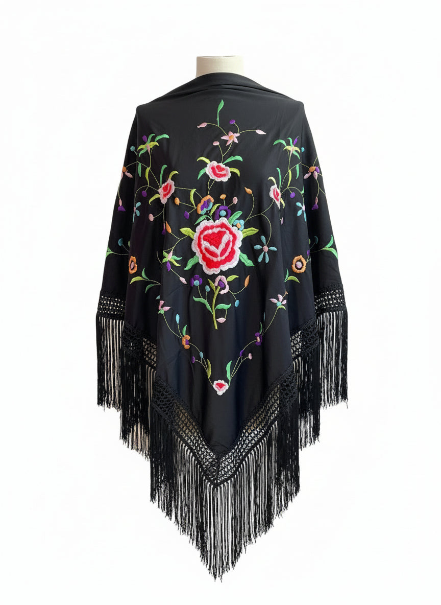 MANTÓN NEGRO CON COLORES MT150-12