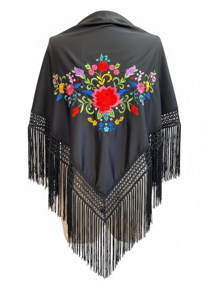 MANTÓN NEGRO CON COLORES MT120