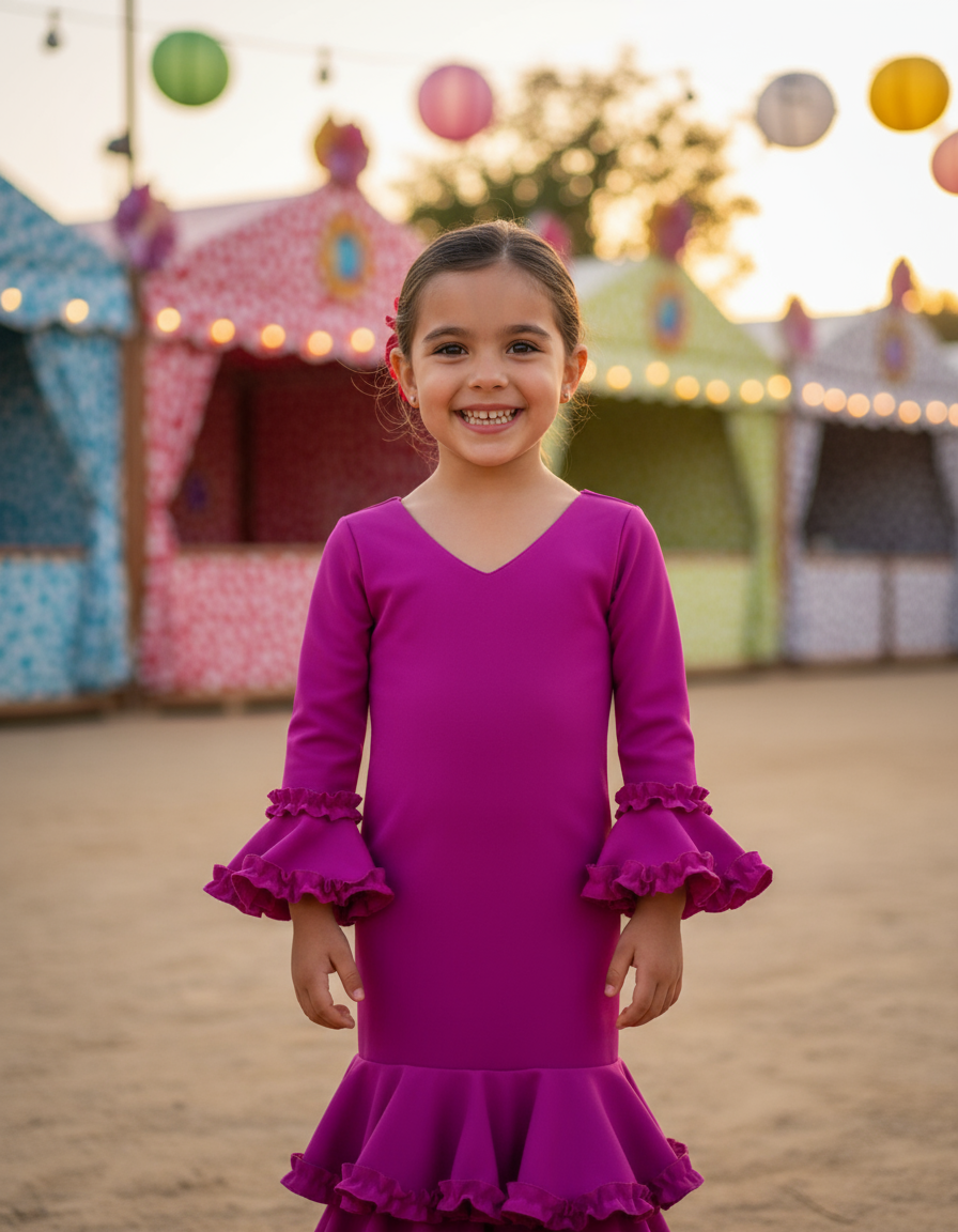 Flamenco Dress for Girls - Bougainvillea - Vibrant Color | Ref. KL502