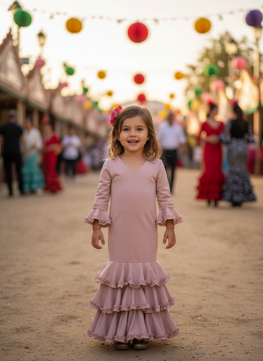 TRAJE FLAMENCA DE NIÑA  ROSA KL502