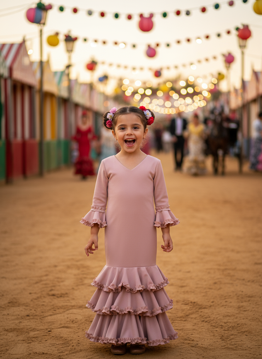 TRAJE FLAMENCA DE NIÑA  ROSA KL502