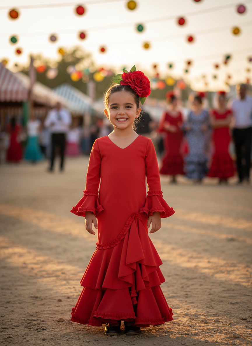 TRAJE FLAMENCA DE NIÑA  ROJO KL501