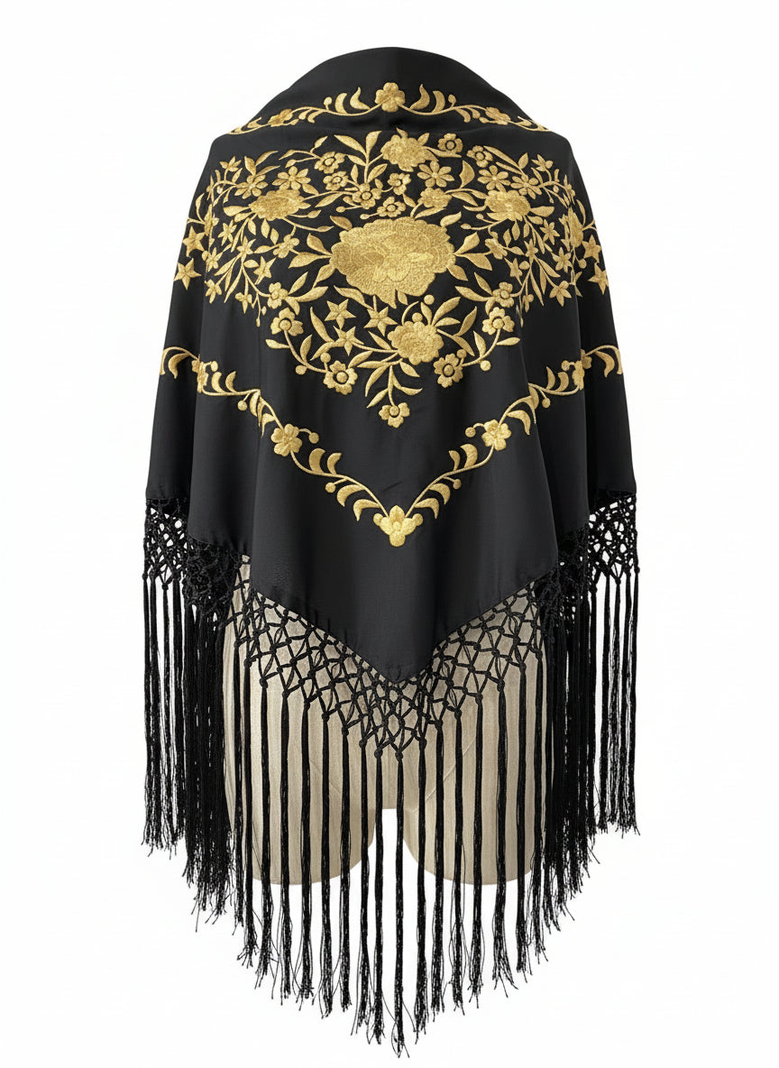 MANTÓN MT7  Negro Con Dorado