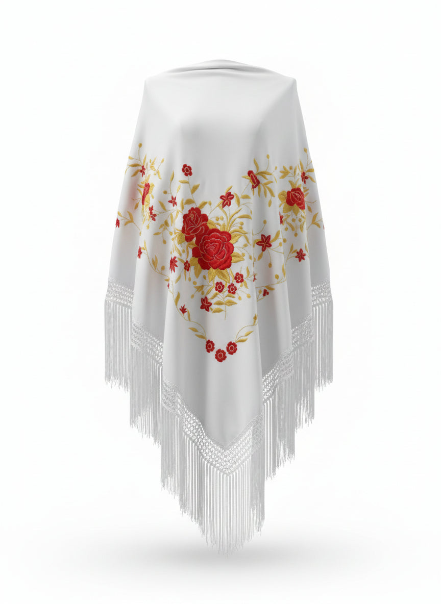 MANTÓN BLANCO CON DORADO MT180-91