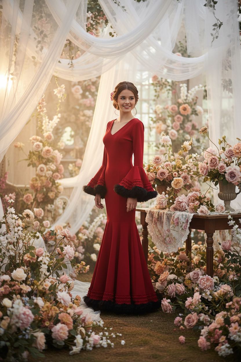 Flamenca Dress EW2 | Flamenco Dress with Black Tulle | Mialma Sevilla