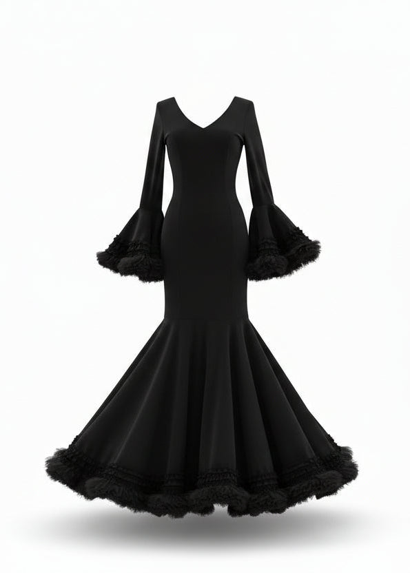 Flamenca Dress EW2 | Flamenco Dress with Black Tulle | Mialma Sevilla