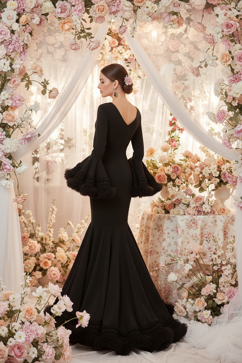 Flamenca Dress EW2 | Flamenco Dress with Black Tulle | Mialma Sevilla