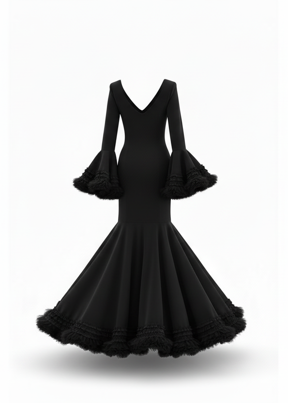 Flamenca Dress EW2 | Flamenco Dress with Black Tulle | Mialma Sevilla