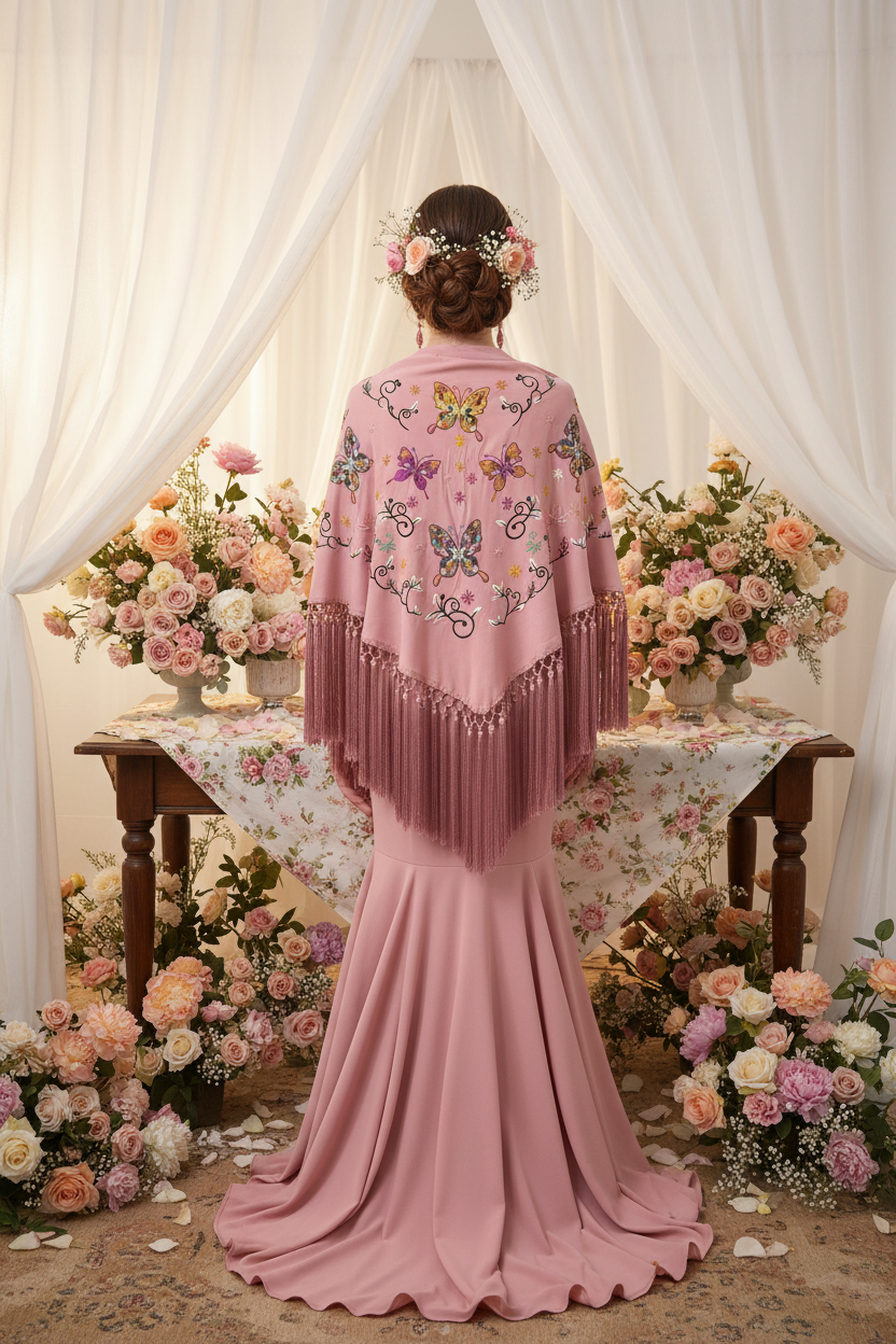 Mantoncillo Triangular Rosa bebe con Color 150cm | Ref. MT1
