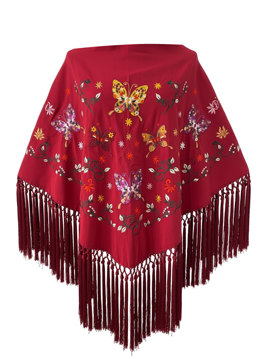 White Triangular Shawl with Color 150cm | Ref. MT1