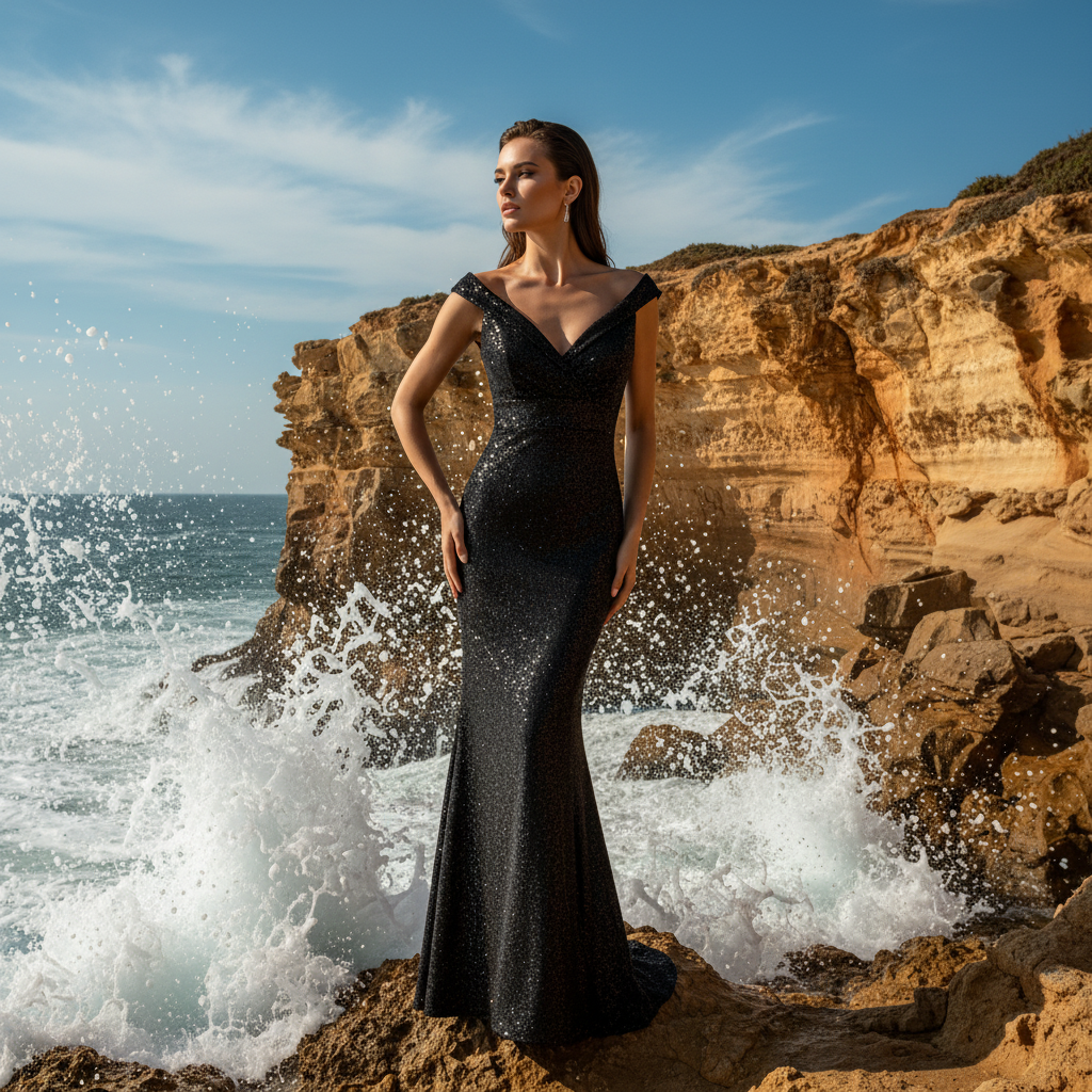 VESTIDO LARGO - NEGRO - 8813