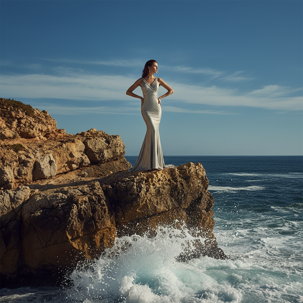 LIGHT GRAY LONG DRESS 8813