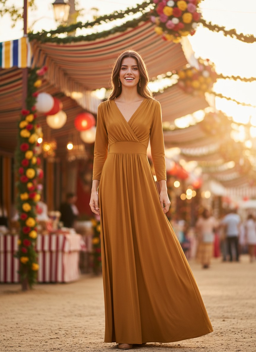 MUSTARD LONG DRESS 1639B
