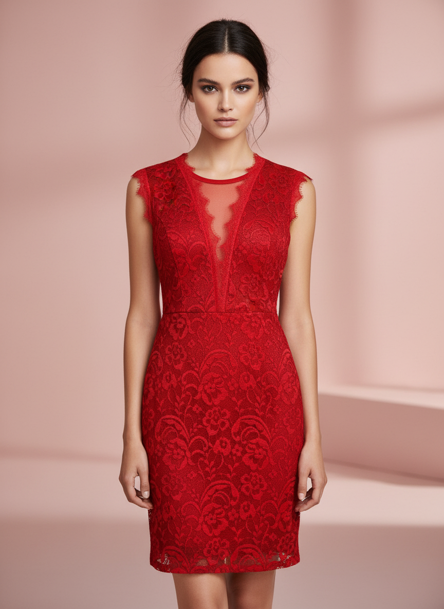 VESTIDO CORTO ROJO 3409