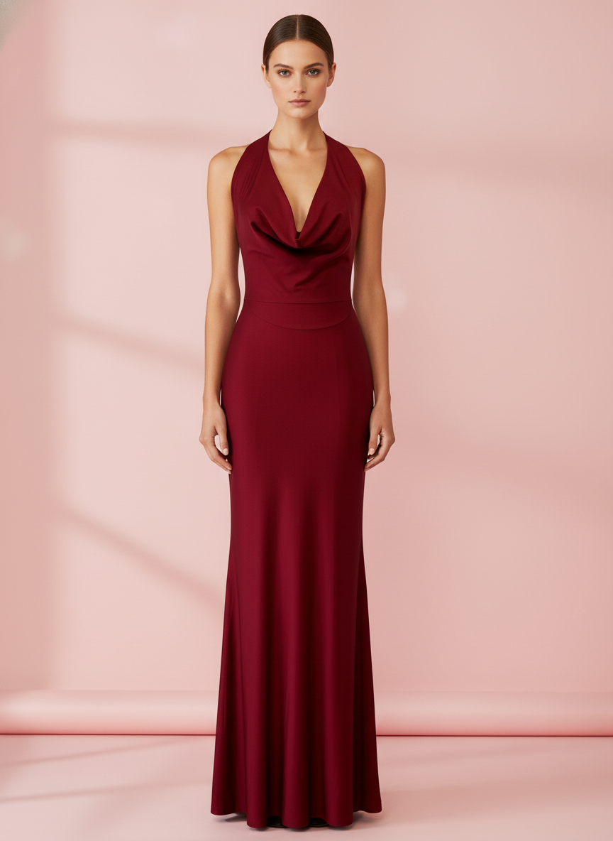 VESTIDO LARGO ELÁSTICO BRILLANTE BURDEO 23917