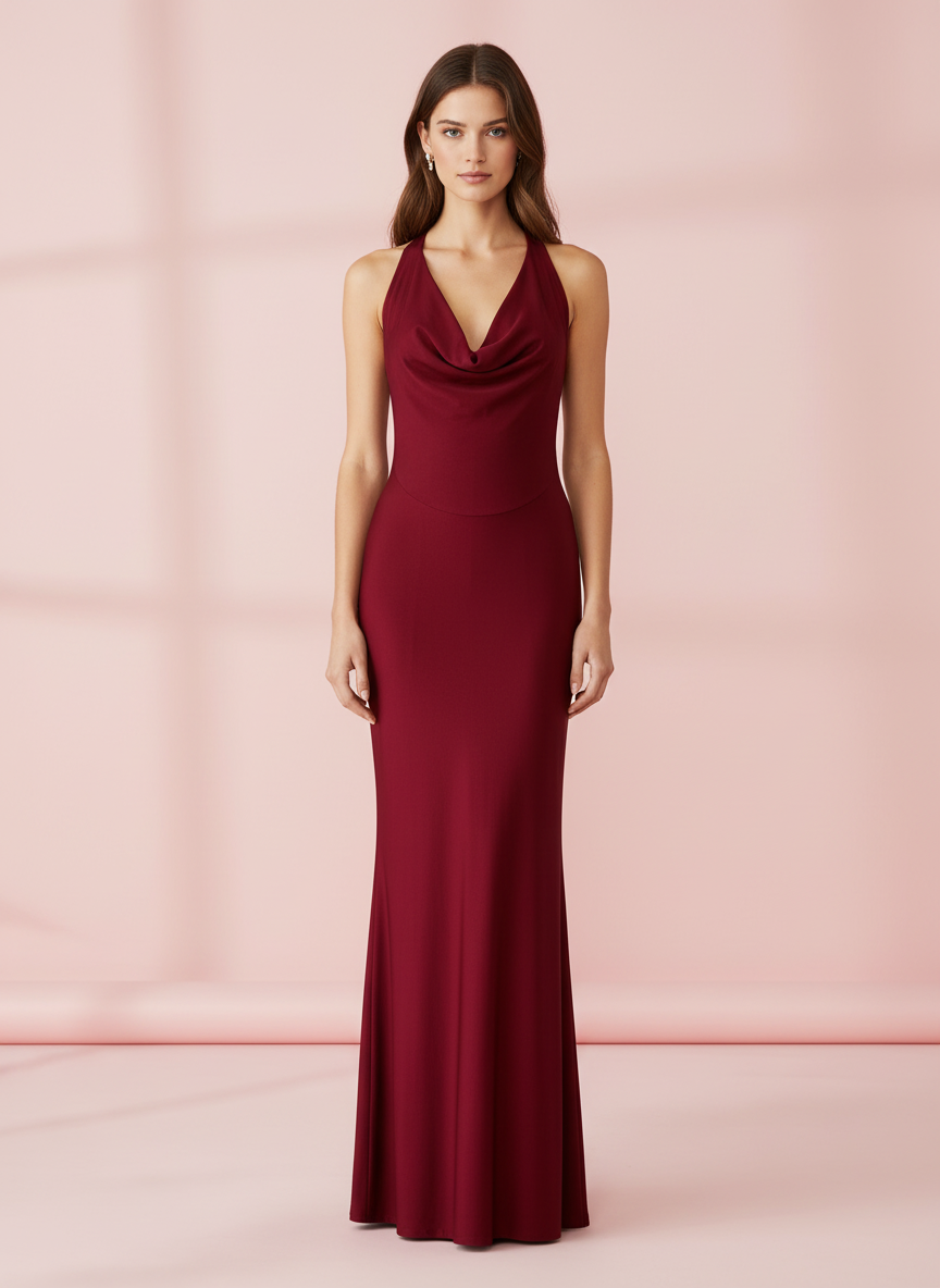 SHINY RED STRETCH LONG DRESS 23917