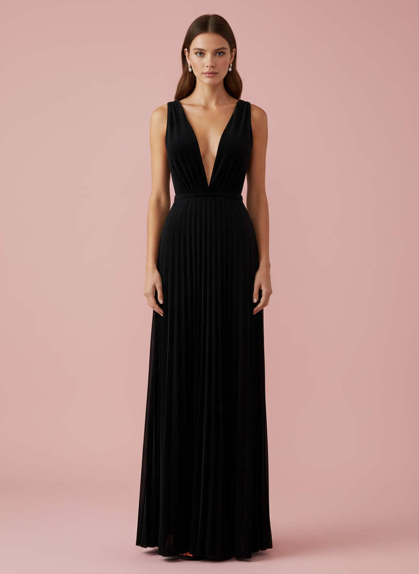 BLACK SHIMMER LONG DRESS 5811