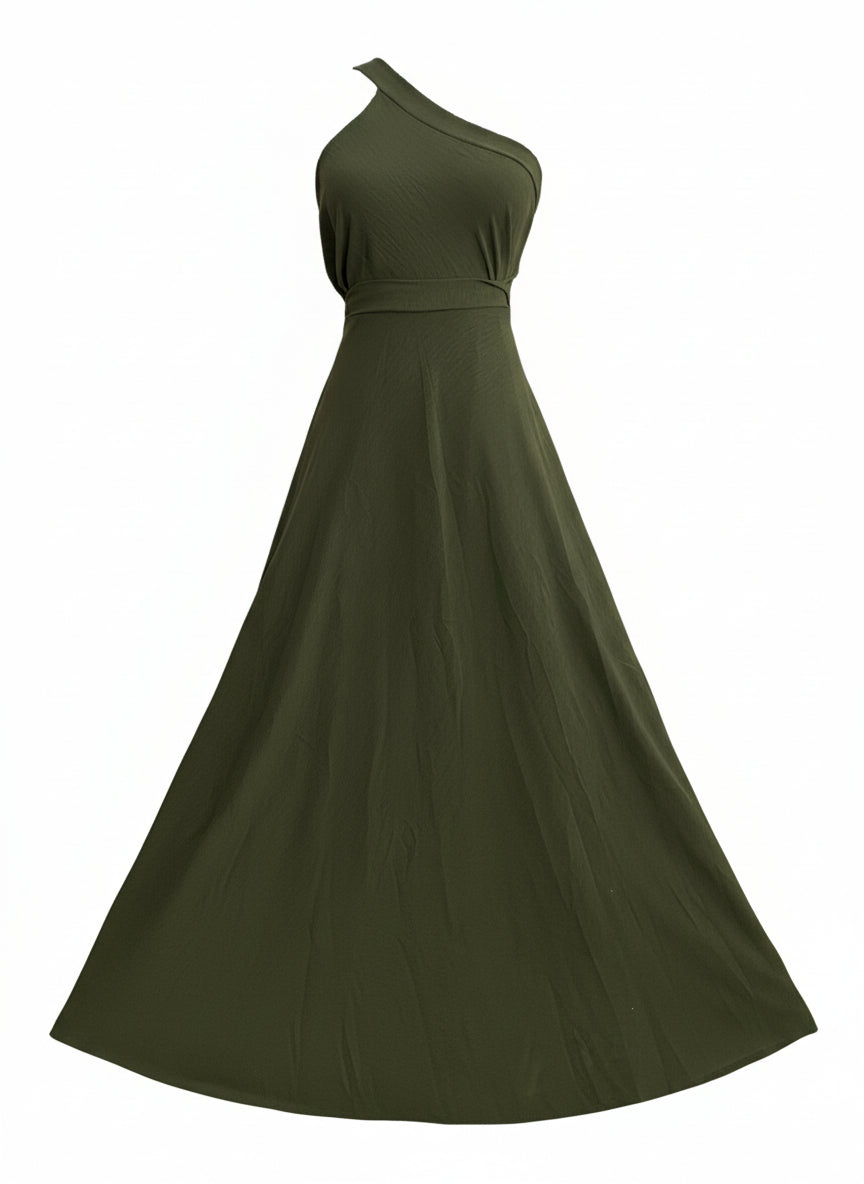 VESTIDO LARGO VERDE MILITAR 6244