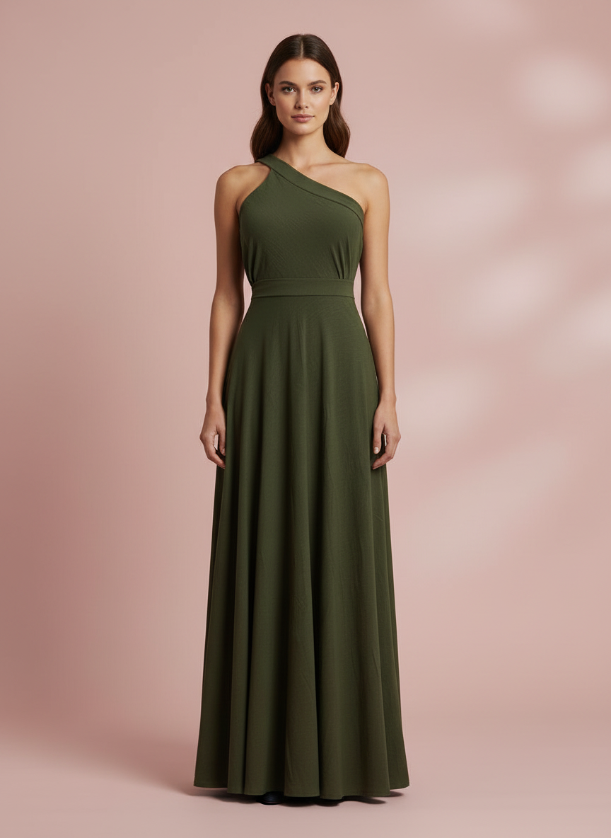VESTIDO LARGO VERDE MILITAR 6244