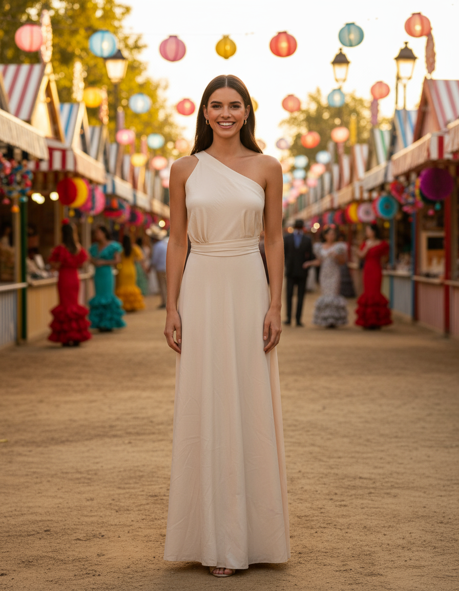 VESTIDO LARGO BEIGE 6244