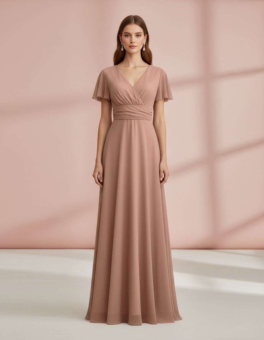 NUDE PINK LONG DRESS 5029