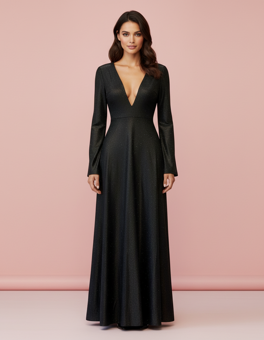 LONG BLACK DRESS 8812