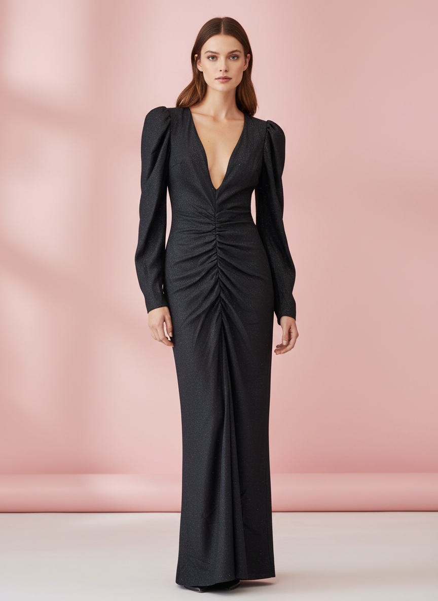 DARK GRAY LONG DRESS 8815