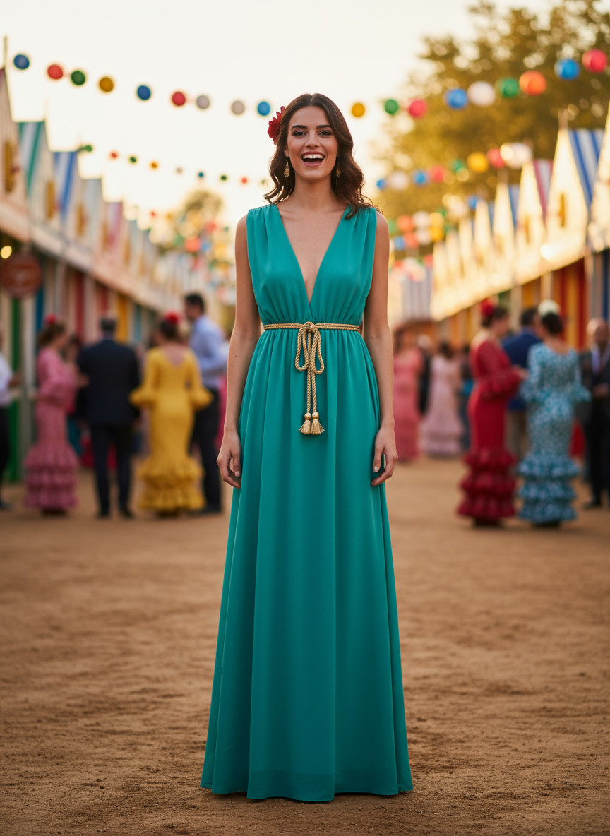 LONG GREEN SURGICAL DRESS 7296