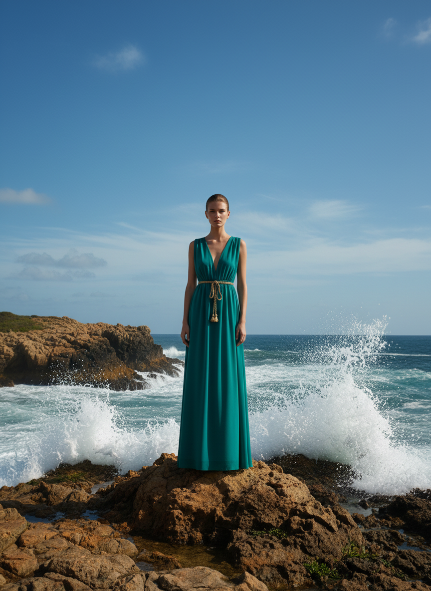 LONG GREEN SURGICAL DRESS 7296