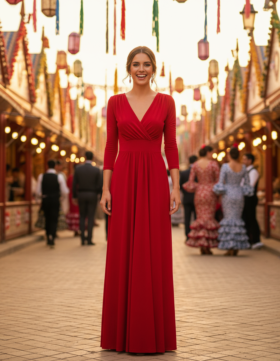 LONG RED DRESS 1639B