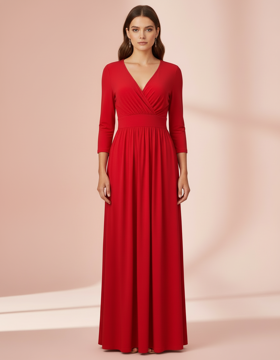 VESTIDO LARGO ROJO 1639B