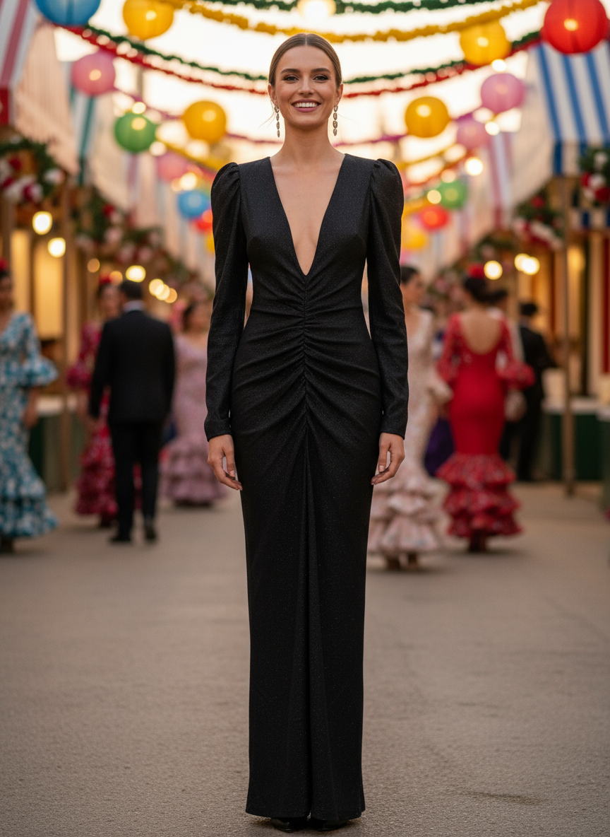 VESTIDO LARGO NEGRO 8815