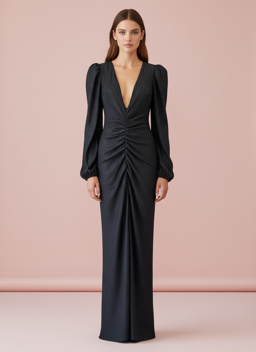 VESTIDO LARGO NEGRO 8815